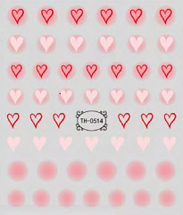 Pink Heart Nail Decals For Girl
