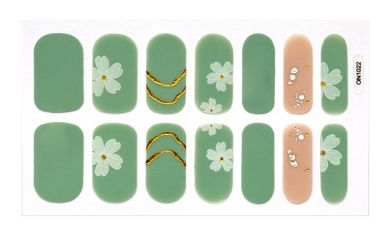 green flower elegant nail wraps
