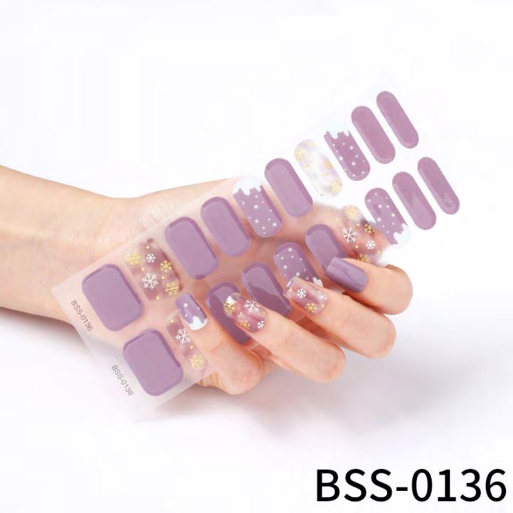 romantic purple snowflake semi cured nail strips