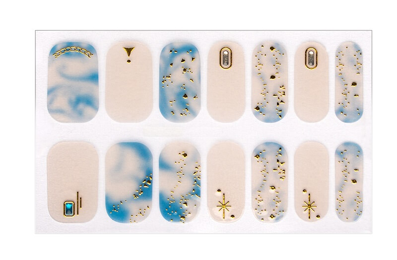 14pcs halo dyed gold foil nail wraps